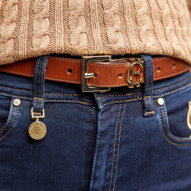 Holland Cooper HC Slim Logo Belt - Tan-3